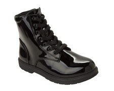 GIRLS BLACK PATENT LACE UP