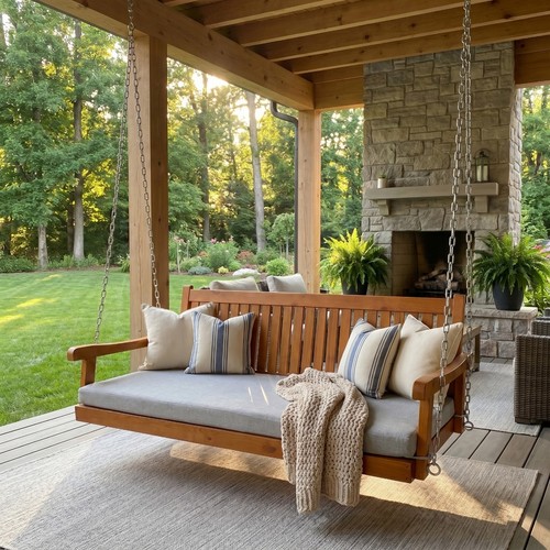 Wooden porch swing bed - ft,