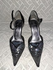 Florence & Fred, high heeled shoes, black fabric with sequins, size 6 / 39