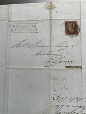 1842 QV Entire 1d Red Imperf 3 Strikes Maltese Cross Garmouth Penny Post