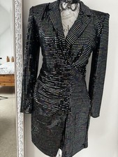 ZARA Disco Sequin Sparkly Collared Dress With Padded Collars - Size 10/12