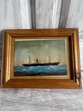 Vintage Maritime Ship Print Vapor Santucci Wooden Frame 7x9 Nautical Sea