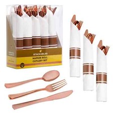 Rose Gold Plastic Cutlery Set