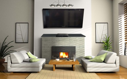 Glass floating shelf fireplace - glass,