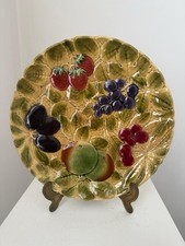 Sarreguemines Vintage 1930s Majolica Fruit Serving Plate French Pottery D30cm