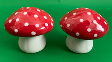 Vintage Hornsea Pottery  Toadstool Salt & Pepper Cruet, red Colour