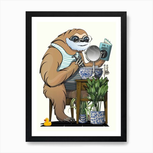 Sloth shaving the bathroom - in,