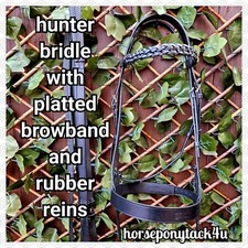 PLAITED BROWBAND WORKING HUNTER HUNT PREMIUM LEATHER SHOWING BRIDLE WITH REINS
