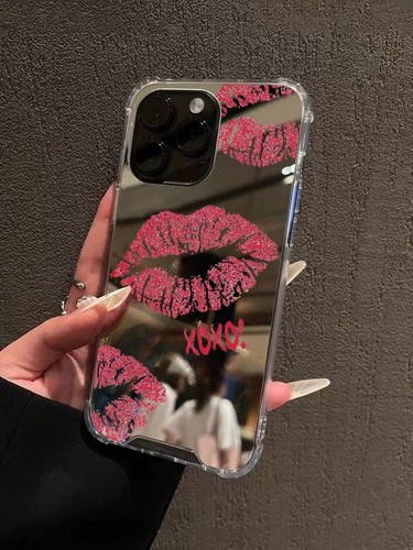 Red lip pattern mirror - mirror, phone