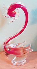 Vintage Murano Red Glass Art Blown Duck (9 inches in Height) FREE UK P&P