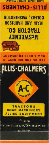 Matchbook cover allis chalmers - cover,