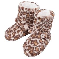 GIRLS LEOPARD FAUX FUR WARM PULL ON BOOTIE SLIPPERS HARD SOLE UK SIZE 8-2