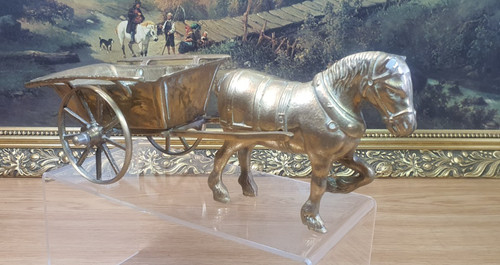 Brass horse and cart - brass,