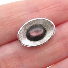 JML Diplomat 925 Sterling Silver Vintage Real Abalone Shell Tie Tack / Lapel Pin