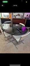 Mid century Pieff glass top table and chrome dining chairs