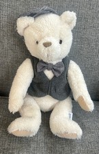 Mamas & Papas Cream Teddy Bear My First Plush Soft Toy Comforter Waistcoat Cap