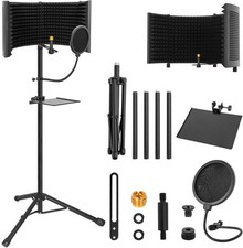 Studio Recording Microphone Tripod Stand Isolation Shield Foldable Mic Sound 