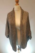 Boohoo Grey Chunky Knit Oversized Cardigan Batwing Cocoon Drape Open Front