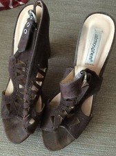 Ladies Brown Sandals Cork Heels Size 6 Primark BARGAIN