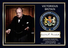 Winston Churchill UK Prime Minister  ORIGINAL A4 Signed PHOTO PRINT MEMORABILIA
