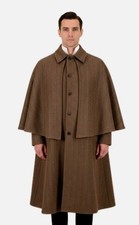 Men Brown Tweed Cape Coat
