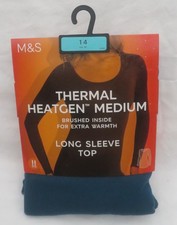 LADIES MARKS & SPENCER DARK TURQUOISE THERMAL HEATGEN EXTRA WARMTH TOP SIZE 14