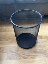Black Metal Mesh Waste Paper Basket Bedroom Office Rubbish Bin