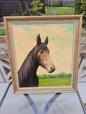 Original Signed Art Oil Painting on Board 46" x 18" Horse "Jamie" by S M Favell