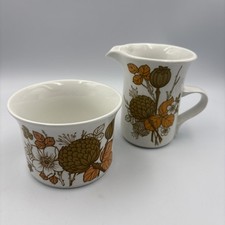 Vintage Midwinter Sugar Bowl And Milk Jug Countryside Pattern 1960s Floral