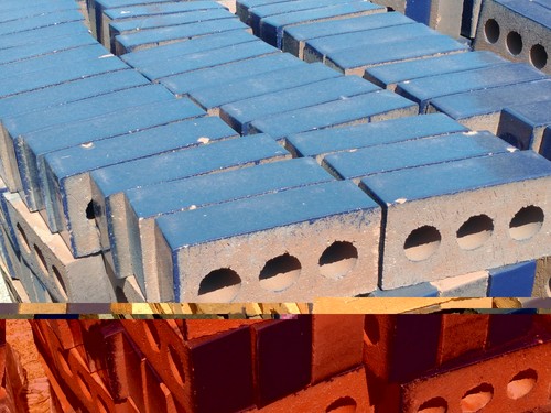 Glazed bricks new brown blue - glazed,