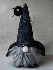So Lovely Halloween Door Stop Gnome Gonk Bat w/ Dangling Spider Grey Black NEXT