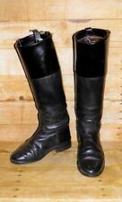 English Made Black Leather Riding Boots UK 4 (37cm Calf) With Patent Tops