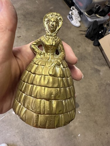 Vintage brass bell lady - vintage,
