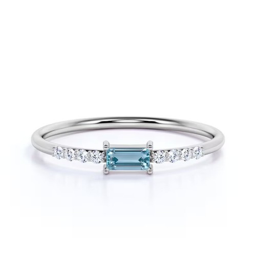 Emerald cut aquamarine halo - emerald,