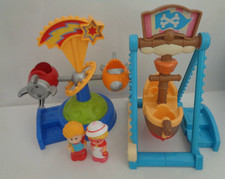 ELC Happyland funfair rocket ride and swing boat with 2 x figures