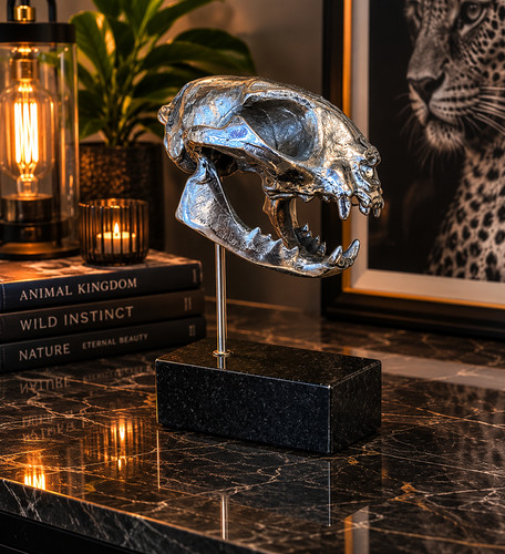 Silver cat skull marble - cat,