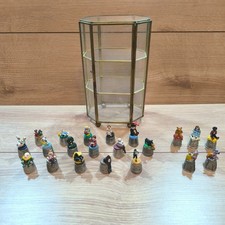 Vintage Brass Curio Cabinet Miniature Display Case and Nursery Rhymes  Thimbles