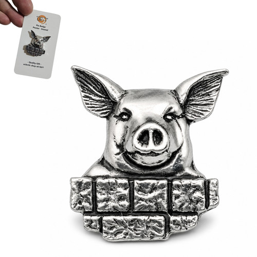 Pig pin badge pewter - pig,