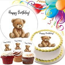 Teddy Bear Cake Topper Party Decoration Edible Birthday Celebration Gift Cupcake