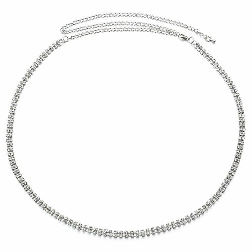 Silver row diamante chain - silver,