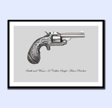 Smith and Wesson .32 Caliber Single-Action Revolver vintage style wall printA4