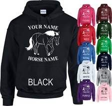 Personalised Horse Riding Hoodie Equestrian Girls Boys Cob Pony Gift Unisex HOOD