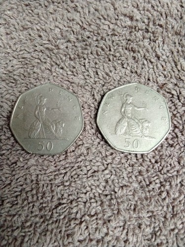 Old style 50p coins - old,