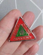 Vintage Original 1970s Cycling Proficiency Award Badge Enamel Metal Pin Triangle