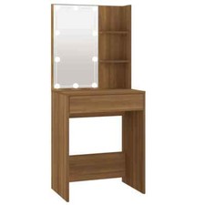 Dressing Table with LED Light USB Mirror Bedroom Desk Make up Table Shelf Drawer
