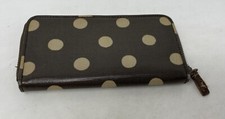 Cath Kidston Brown Dot Spotted Wallet Purse Oil Cloth (L1) Card Holder Zipped
