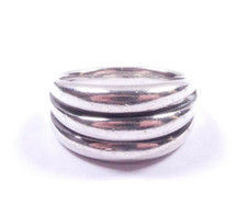 QVC Ring Rounded Stack Design 925 Sterling Silver English Hallmarked 11.6g