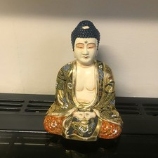 Antique Satsuma Pottery Buddha Japanese c.1920 Japan figure seated vintage old