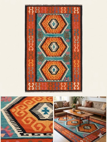 Large handmade kilim rug flat - large,