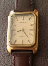 VINTAGE TISSOT LADIES TANK WATCH, 20mm, GOLD TONE, NEW HIFI LEATHER STRAP